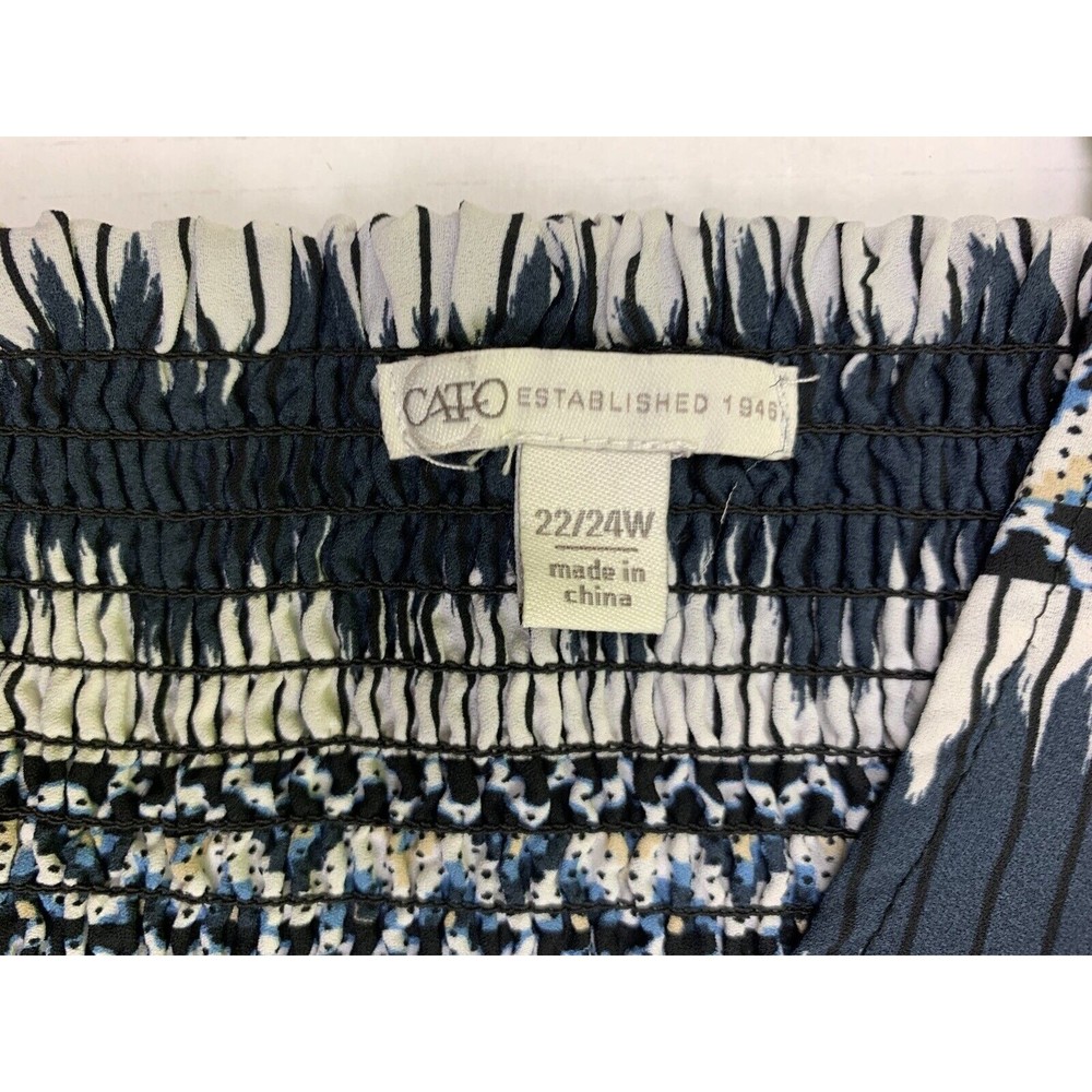 CATO Dress Sz 22/24W asymmetrical hem Spaghetti Straps Gray White Blue - Picture 6 of 9
